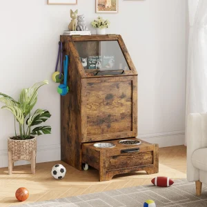 , Dog Feeding Station Food Cabinet